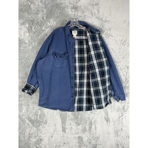 LL Bean Flannel Lined Hurricane Shirt Mens XL Blue Chore Long Sleeved Utility